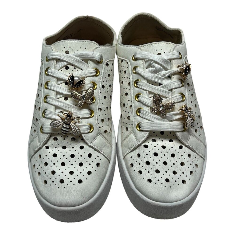 Dolce Vita Roxane White Embellished Bee Sneakers